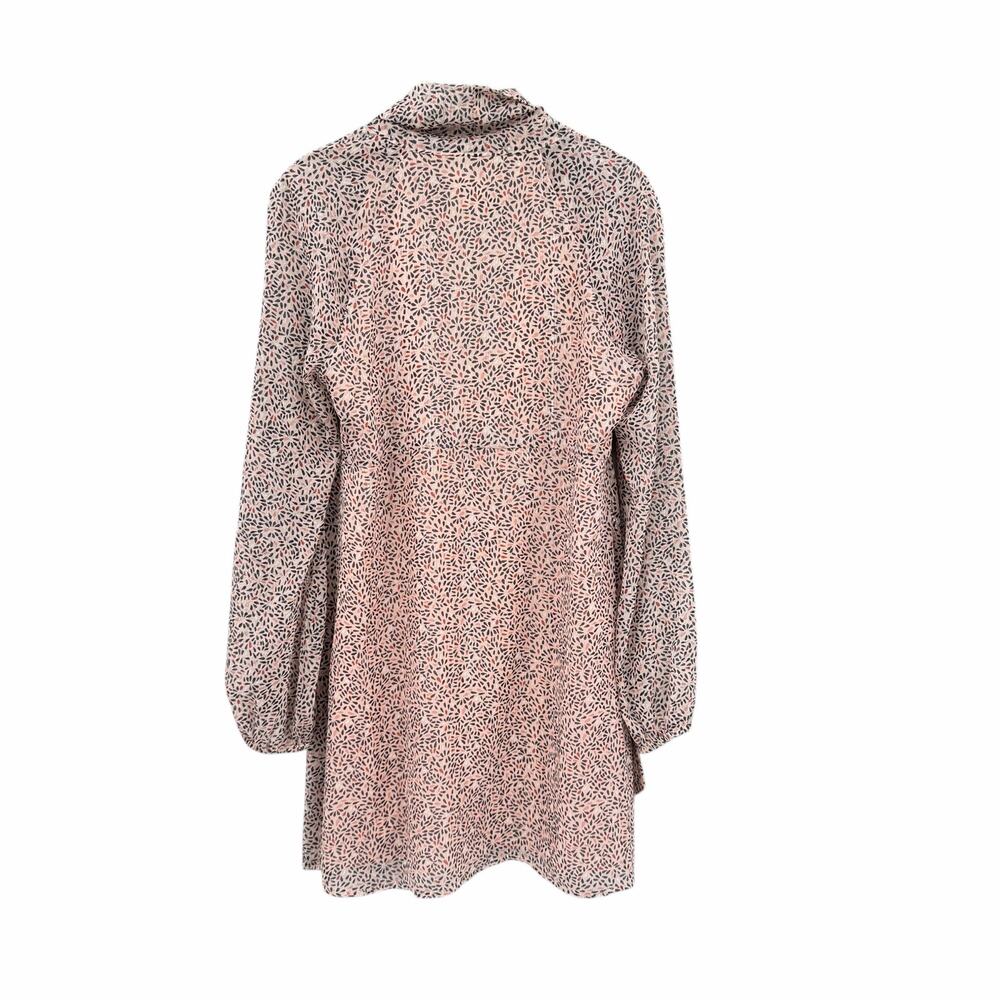 BCBGeneration Blush Floral Chiffon Metallic Neck Tie Long Sleeve Mini Dress - Picture 8 of 10